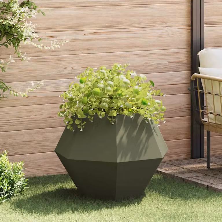 Fioriera vidaXL in acciaio verde per giardino ornamentale o erbe aromatiche L: 75 cm, P: 75 cm, H: 60 cm