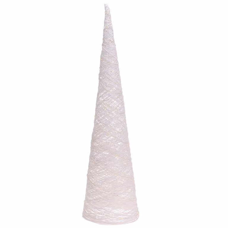 H&S Decorazione albero di Natale cono bianco 40 Led 80 cm Decorazione natalizia