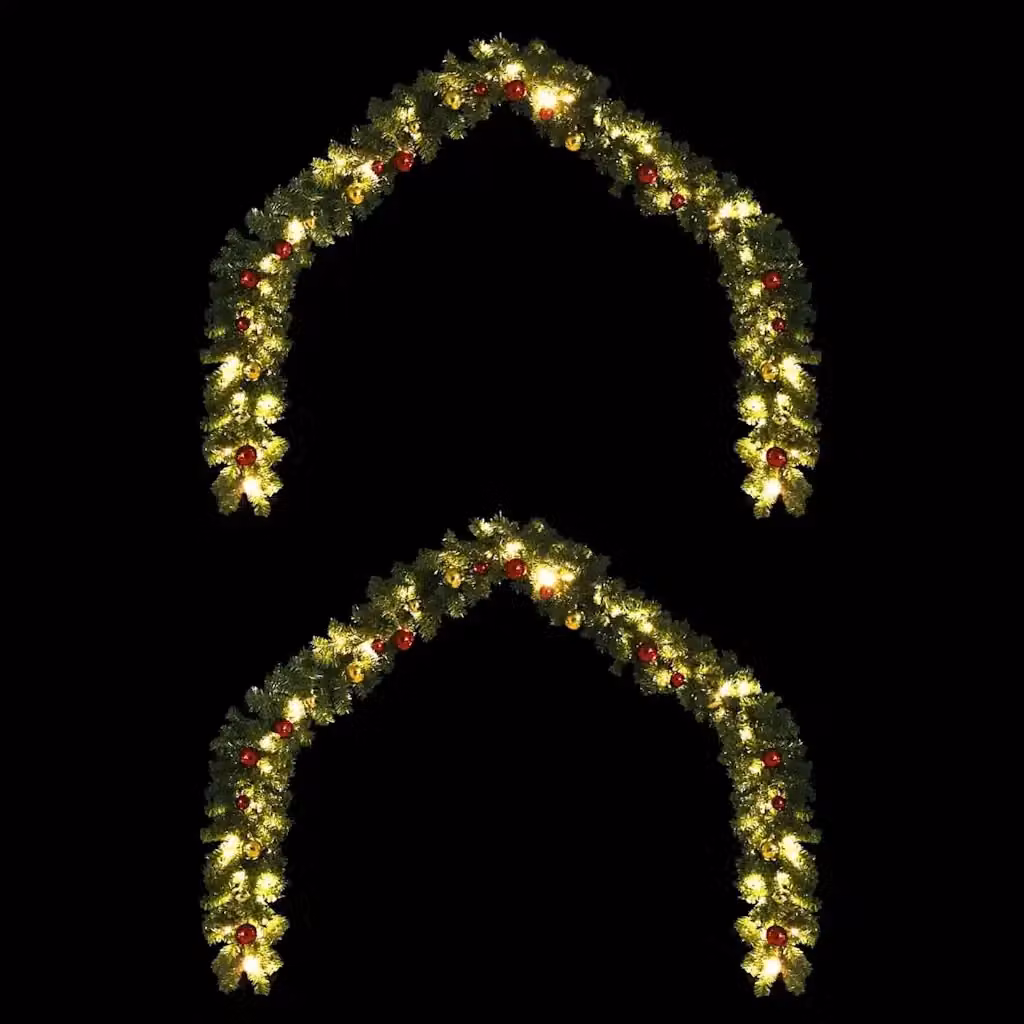 Set di 2 Ghirlande di Natale vidaXL in PVC Verde con 600 LED Luce Bianca Calda – 2