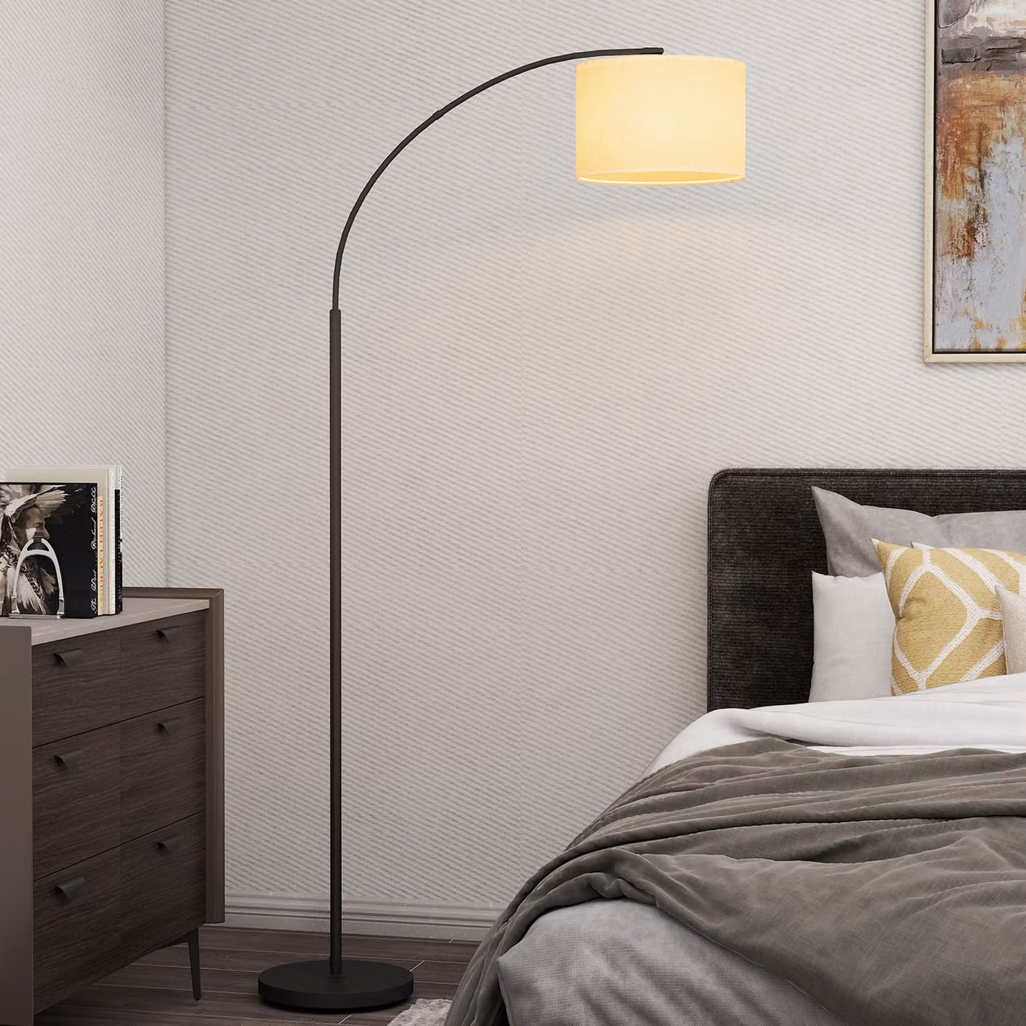 Lampada da terra LED HOMCOM nera con telecomando, regolabile in temperatura e luminosità con timer e funzione girevole – 2
