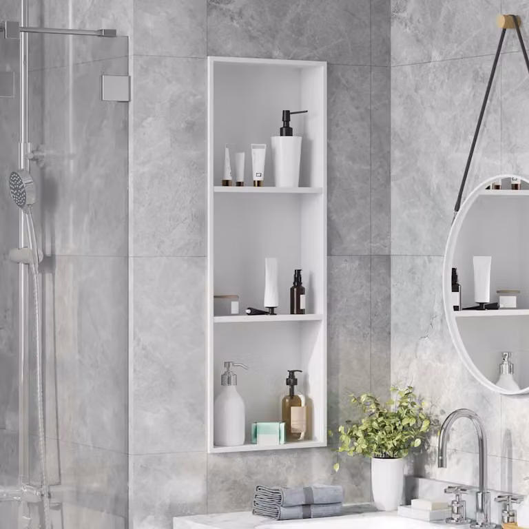 Nicchia per doccia vidaXL Bianco L: 90 cm, P: 30 cm, H: 9,5 cm in Acciaio Inox