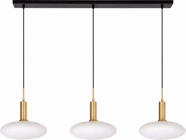 Lampada a sospensione Singala 3xE27 vetro bianco oro