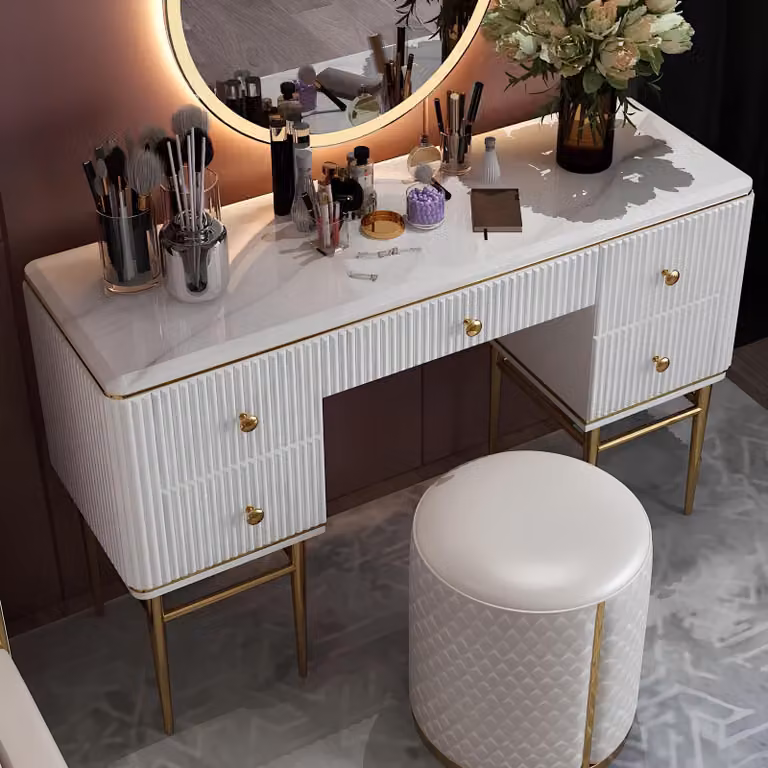 Tisch Klassische Konsole Spiegel Kommode Schminktisch Schlafzimmer Hocker Set