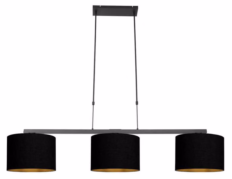 Lampada a sospensione - nero - Stang - metallo tessile - grande lampada da tavolo da pranzo - E27 - 3981ZW - Steinhauer