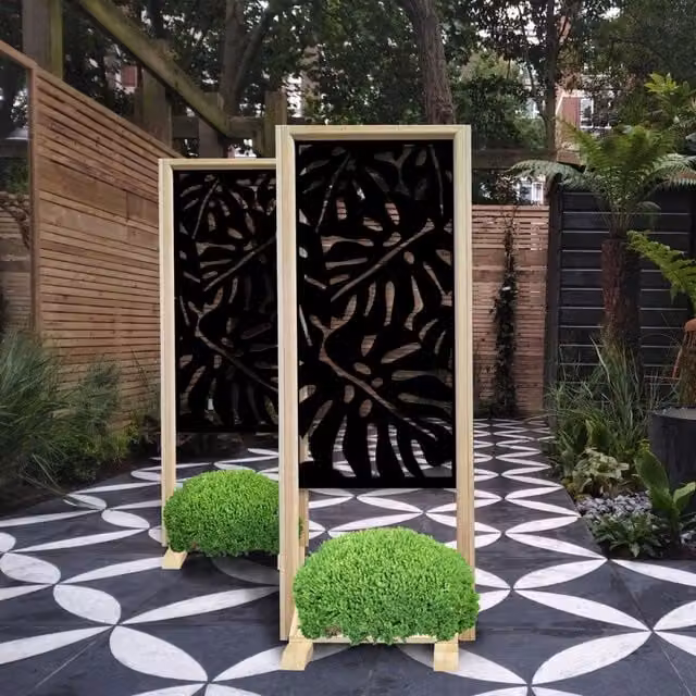 Signorbit Filodendro Separè Paravento Modulabile in Legno e PVC Nero L: 70 cm, H: 190 cm