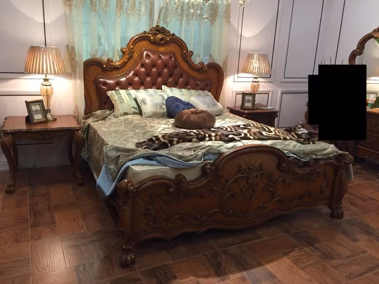 Klassisches Bett Barock Rokoko Chesterfield Stil Doppel Leder Hotel Betten