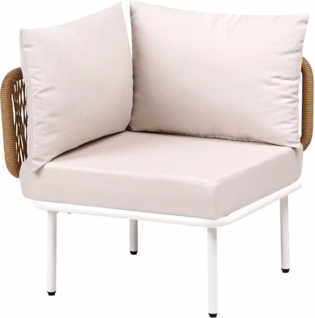 Poltrona da giardino BELIANI in metallo e rattan con tessuto beige stile boho moderno – 1