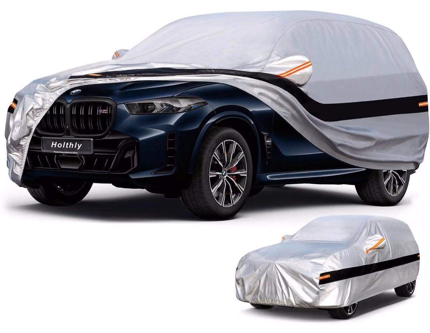 Copertura per auto SUV, 100% impermeabile, con 10 strati, protezione UV argento, compatibile con Porsche Cayenne, BMW X5, Audi Q7, Q8, Volvo XC90