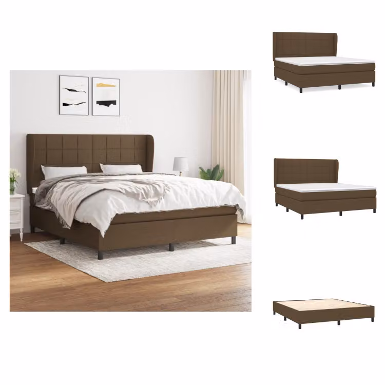 vidaXL Letto a molle con materasso in tessuto marrone scuro 180x200 cm - Letti e strutture letto