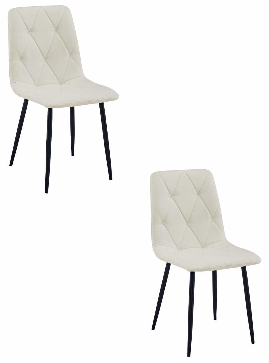 Set di 2 sedie Libra in tessuto beige e gambe nere