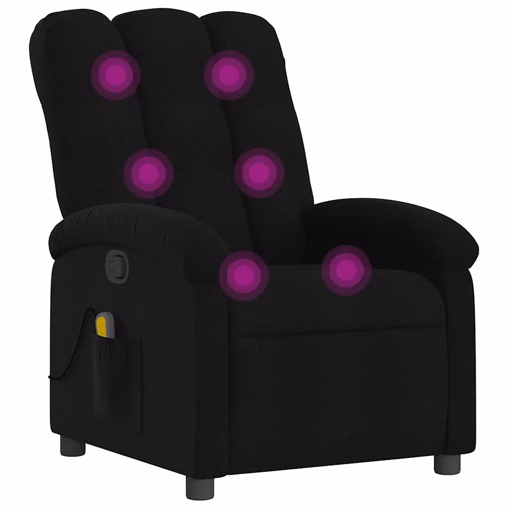 Poltrona reclinabile relax vidaXL in tessuto nero con braccioli e struttura in legno e metallo – 2