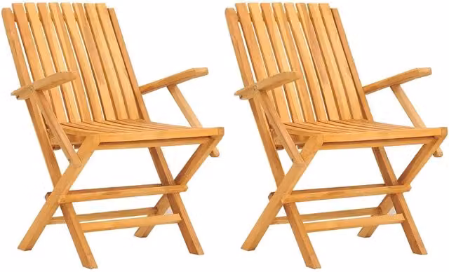 Sedie da Giardino Pieghevoli 2 pz | Sedie da Esterno 61x67x90cm Legno Massello Teak