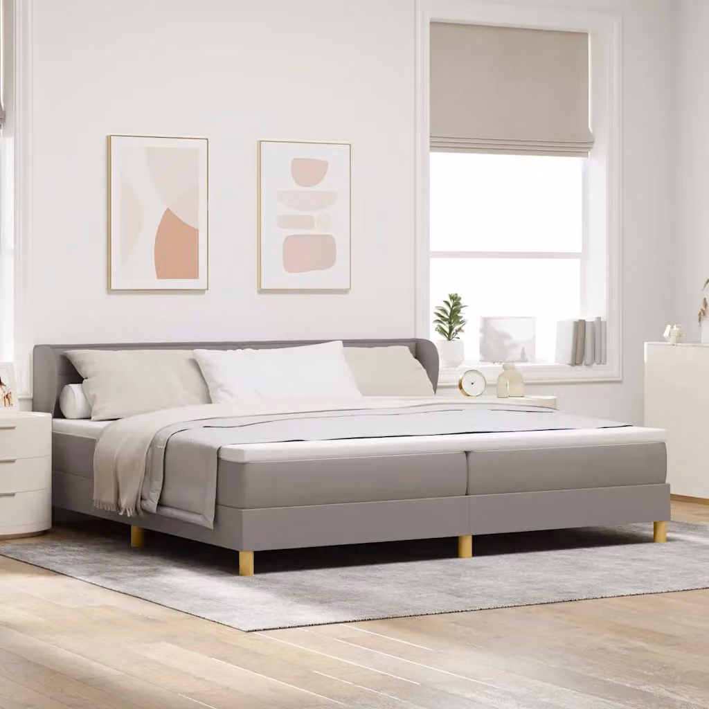 Letto a molle con testiera Talpa vidaXL in tessuto beige o grigio L/P/H: 200 x 200 x 203 cm