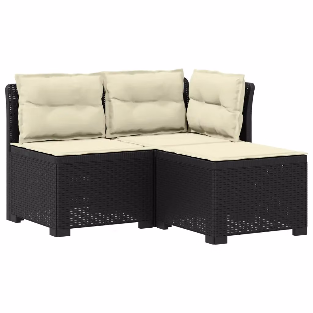 Divano da giardino a 3 posti vidaXL con cuscini beige e struttura in rattan antracite resistente alle intemperie – 2
