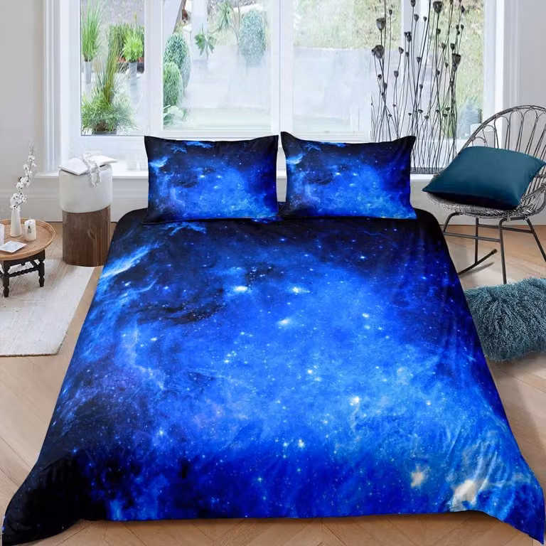 Solidchoice - Set di lenzuola con copripiumino a tema "Sistema Stellare" per bambini e adulti