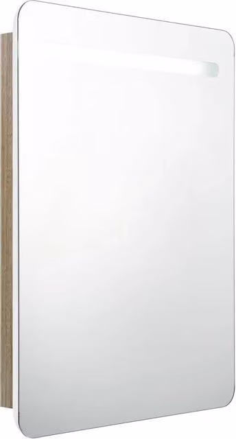 Armadietto Bagno | Armadio da bagno con Specchio e LED Bianco e Rovere 60x11x80 cm