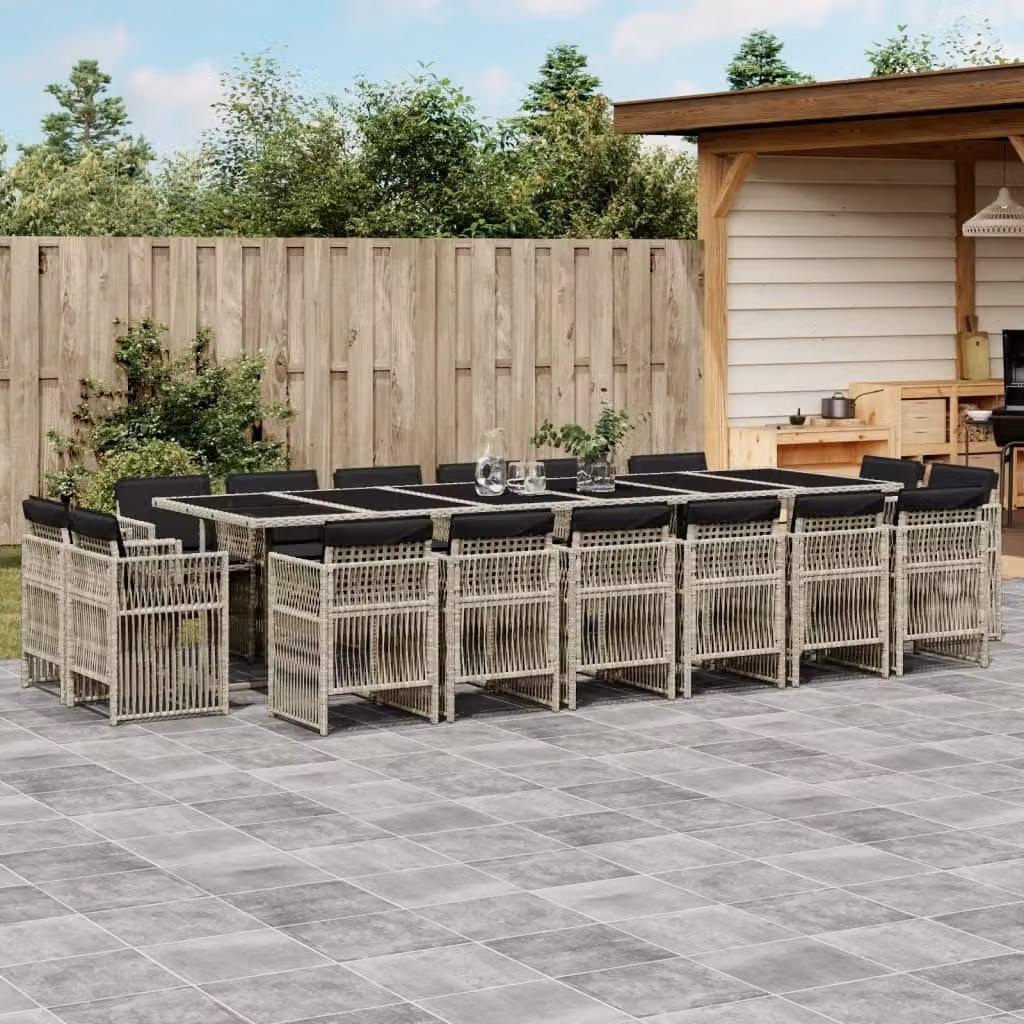Maison Exclusive - Set da Pranzo da Giardino 17pz con Cuscini Grigio in Polyrattan