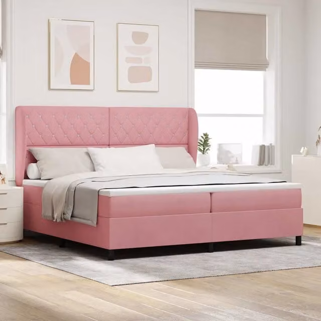 Letto ibrido con testiera in velluto rosa vidaXL L/P/H: 200 x 200 x 280 cm – 1