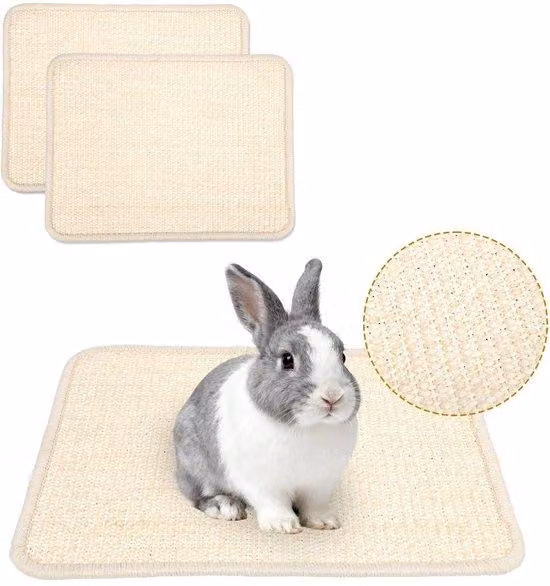 Krabmat, 2 pezzi, cuccia in sisal per conigli, 40x30 cm, resistente ai morsi