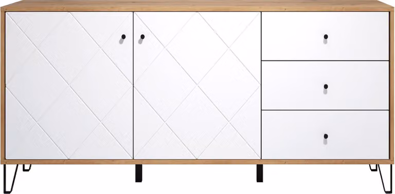 Calicosy - Buffet 2 porte e 3 cassetti decoro quercia artigianale L183 cm - Touch