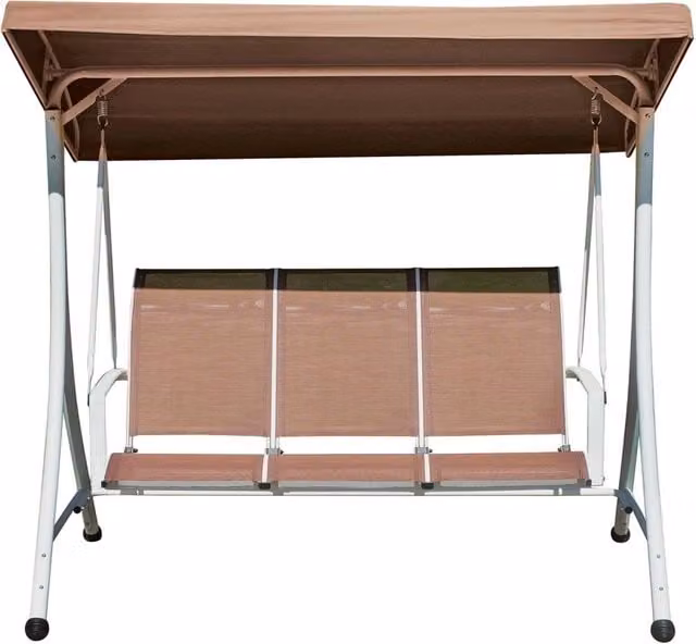 Dondolo da Giardino 200x175x125 cm in Ferro e Textilene Tortora