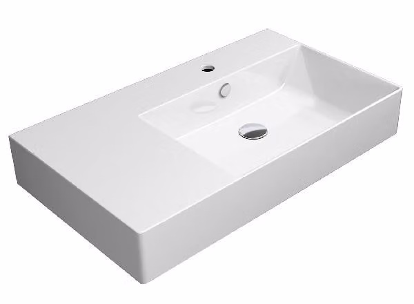 Sapho GSI Kube X - Lavabo 800x470 mm, con 1 foro per rubinetto a destra, ExtraGlaze, bianco 9457111