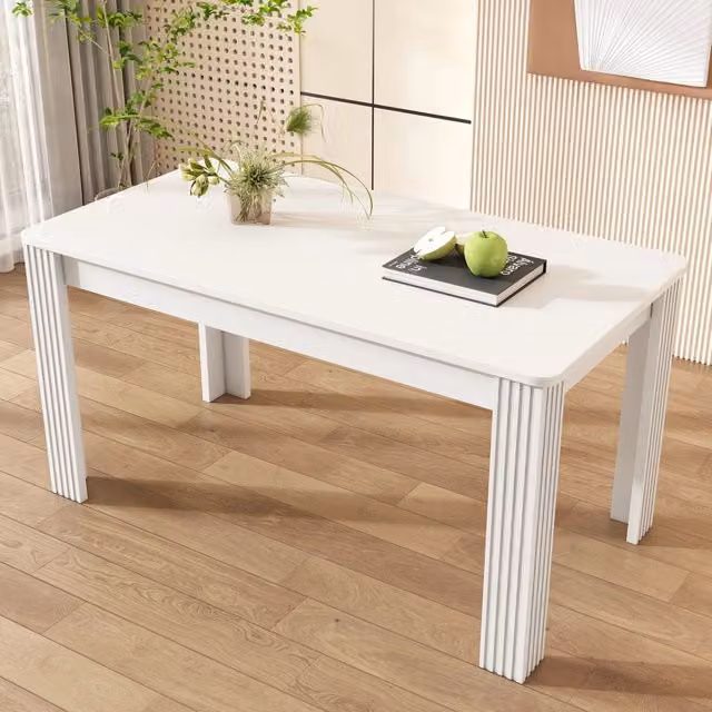 TAVOLO DA PRANZO moderno bianco in truciolare, struttura a 4 gambe