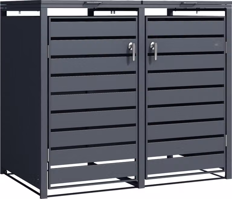AXI Lucas Copribidone Spazzatura in metallo Grigio - Copri Bidone Spazzatura 2 contenitore - Max. 240L - Copribidone Spazzatura Esterno con eccellente ventilazione