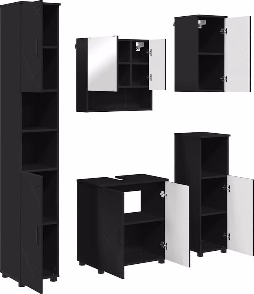 SYFAX™ Set di mobili per il bagno Montaggio a parete 5 pcs Nero