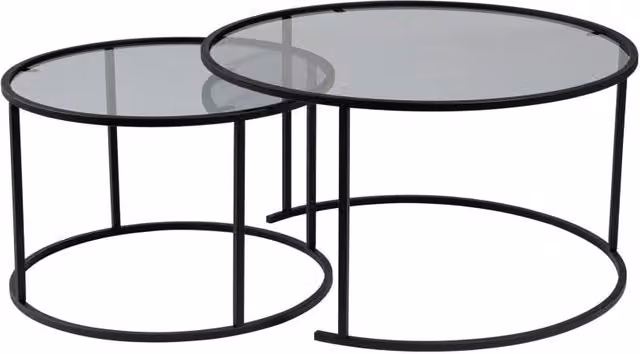 Set di 2 tavolini in metallo "Aurum" - 80 x 80 x 43 cm - Nero Grigio