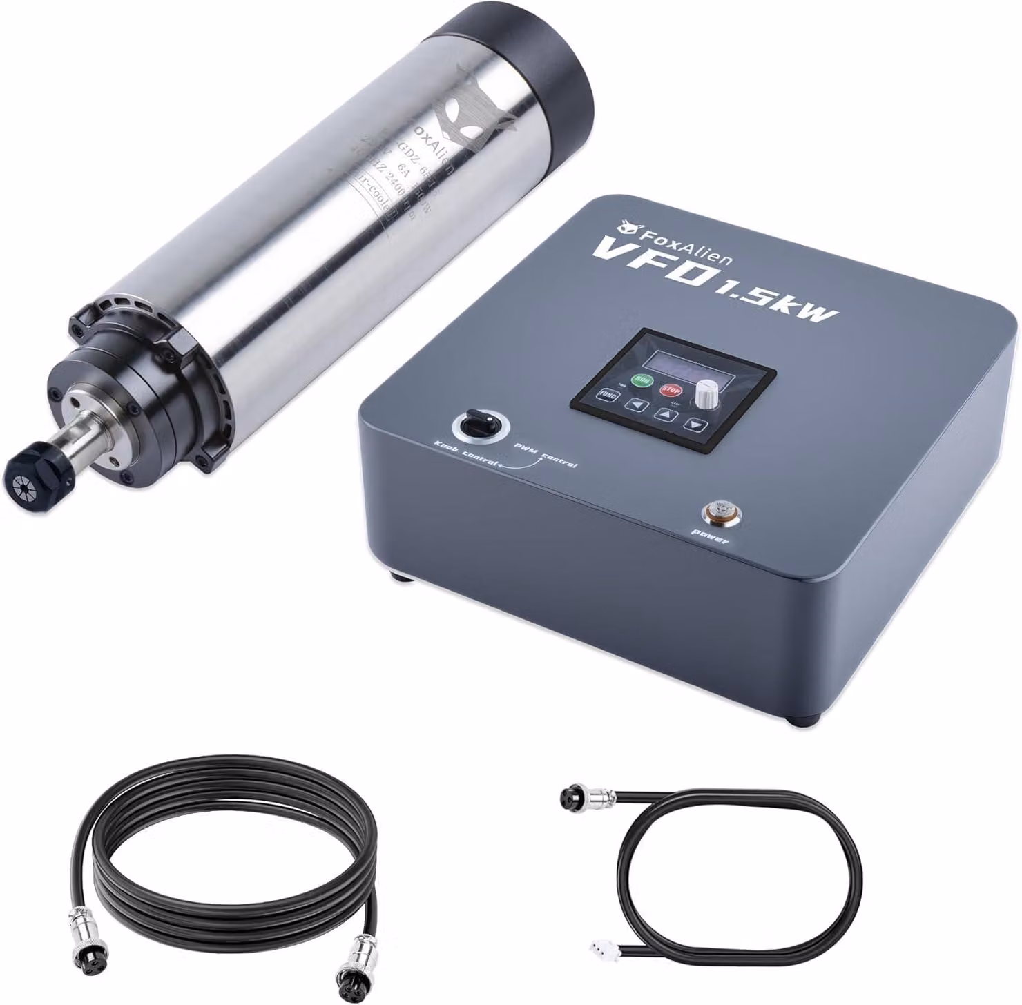 Kit motore mandrino CNC raffreddato ad aria da 1,5 kW, per frese CNC, con mandrino di diametro 65 mm e 24.000 giri al minuto, ideale per incidere e tagliare legno, acrilico e alluminio