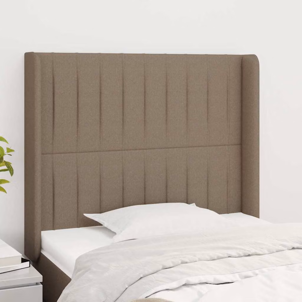 Testiera ad orecchio vidaXL in tessuto beige e grigio, L: 83 cm, P: 16 cm, H: 118-128 cm