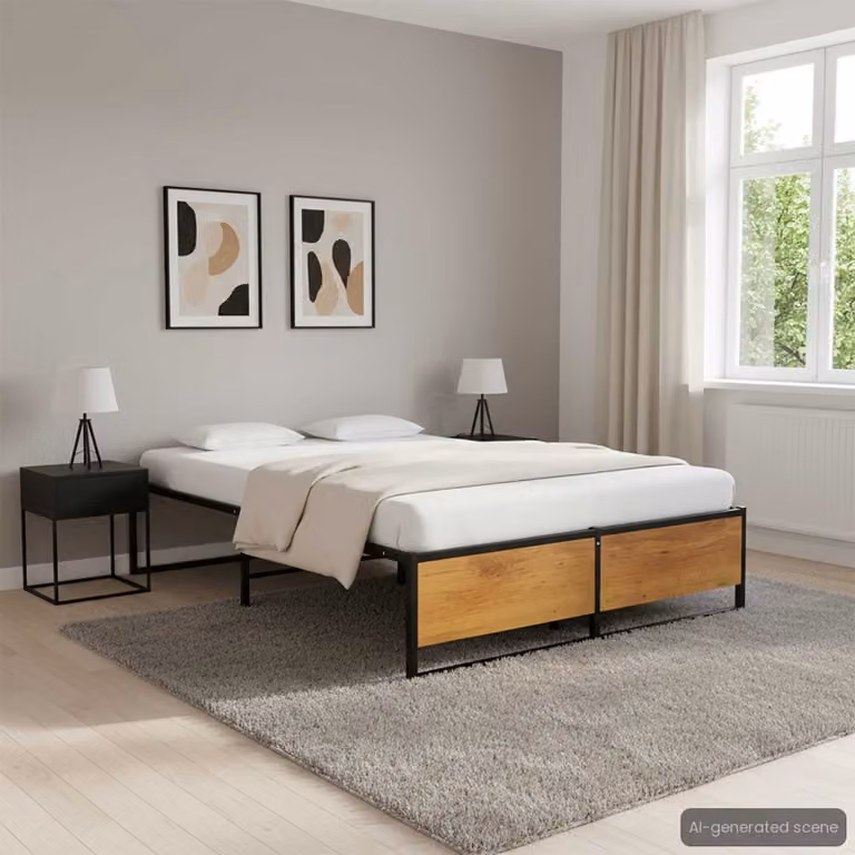 Giroletto vidaXL in metallo nero per adulti L/P/H: 200 x 120 x 32,5 cm