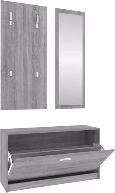 Set Scarpiere | Mobile per scarpe 3 in 1 grigio sonoma in Legno Multistrato