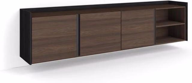 Mobile TV Soggiorno, 207x50x35 cm, Per TV fino a 80", Sospeso, da appendere, Rovere scuro e Nero