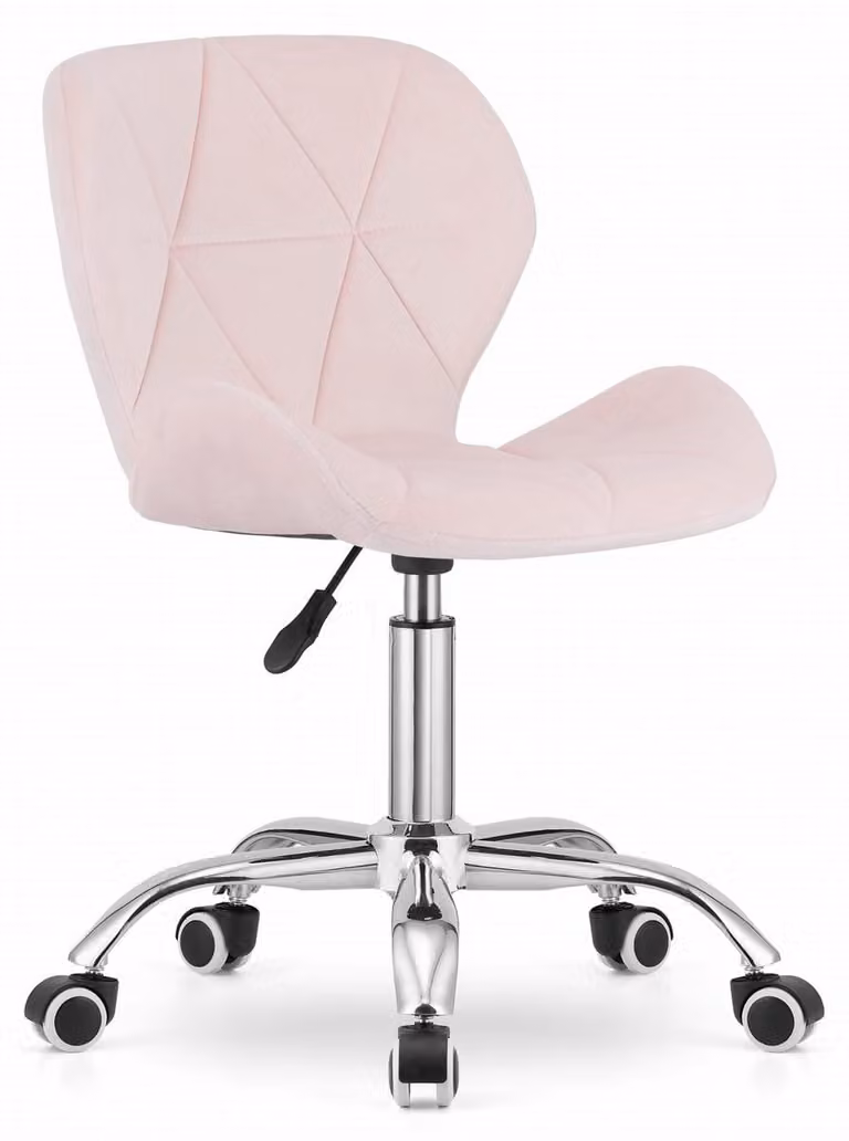 Sedia da ufficio girevole Avola in velluto rosa chiaro