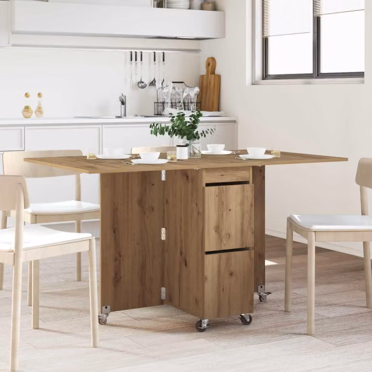Maison Exclusive - Tavolo da pranzo, dimensioni 140 x 80 x 77 cm, piano in legno impiallacciato effetto "Artisan" (rovere)