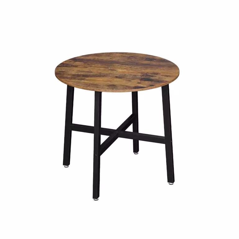 Tavolino da Cucina Rotondo, Marrone Vintage, Nero