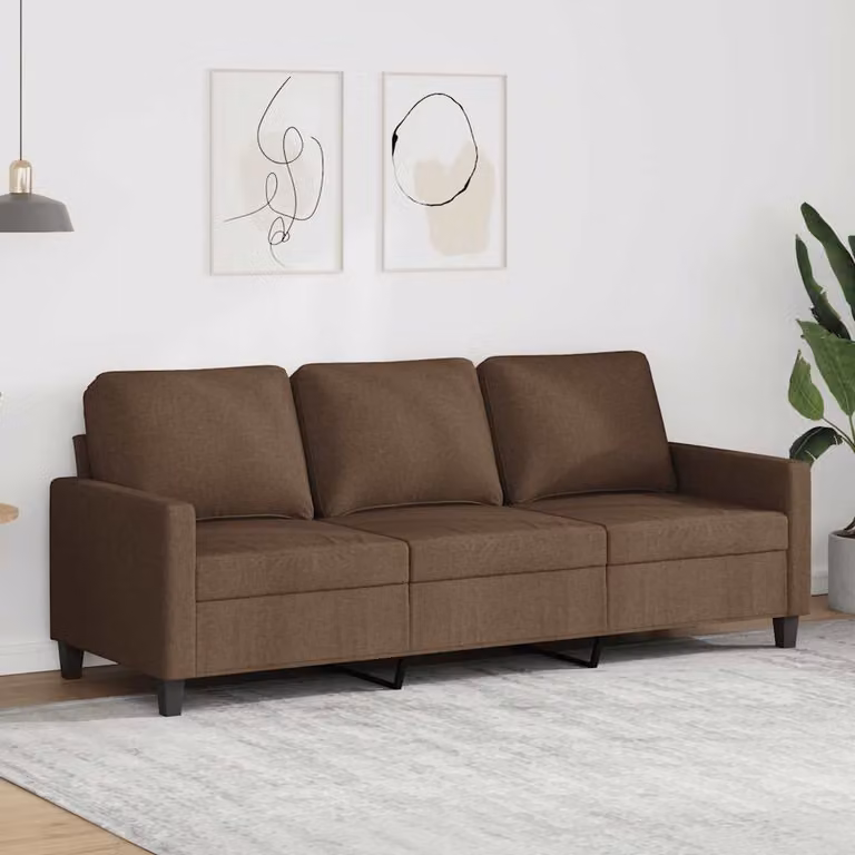 Divano a 3 posti moderno vidaXL in tessuto marrone con struttura in metallo e imbottitura in schiuma per il tuo soggiorno L: 198 cm, P: 80 cm, H: 77 cm