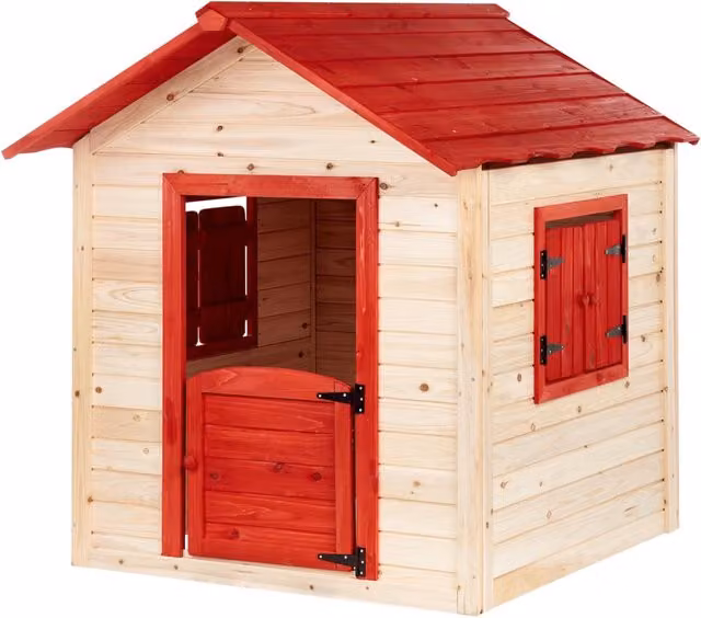 Casetta da giardino in legno d'abete Luce all'aperto Casetta per bambini Tetto rosso Casa per bambini