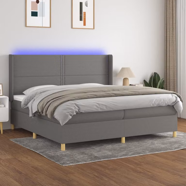 Letto Ibrido con Materasso a Molle Insacchettate e LED vidaXL, Grigio, L/P: 200 x 200 cm