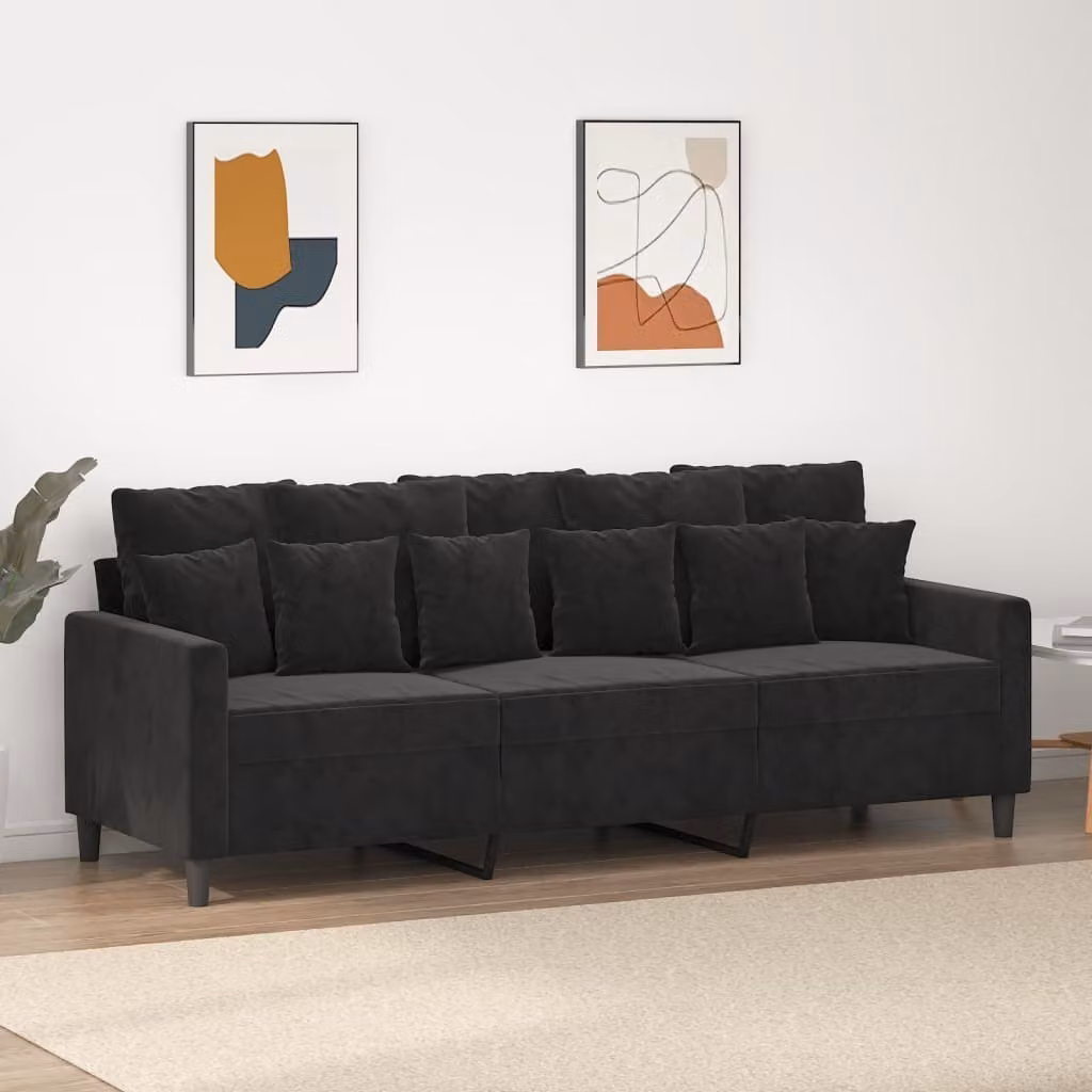 Maison Exclusive - Divano a 3 posti nero 180 cm velluto
