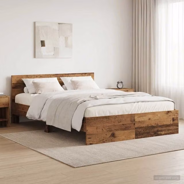 Struttura letto con testata in legno color marrone stile moderno vidaXL L: 160 cm, P: 200 cm, H: 103 cm – 1