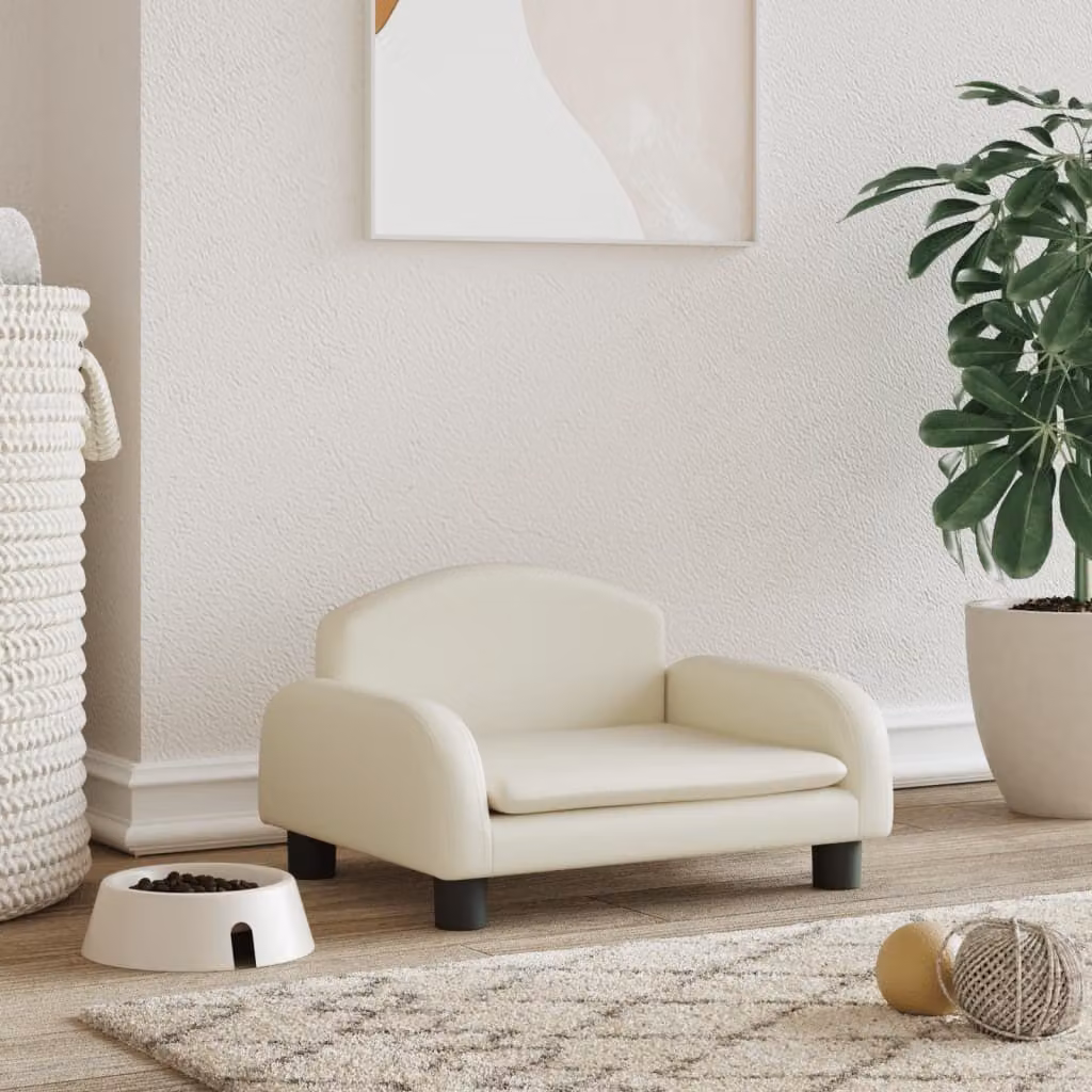 The Living Store Letto per cani Crema 50x40x30 cm in Pelle finta