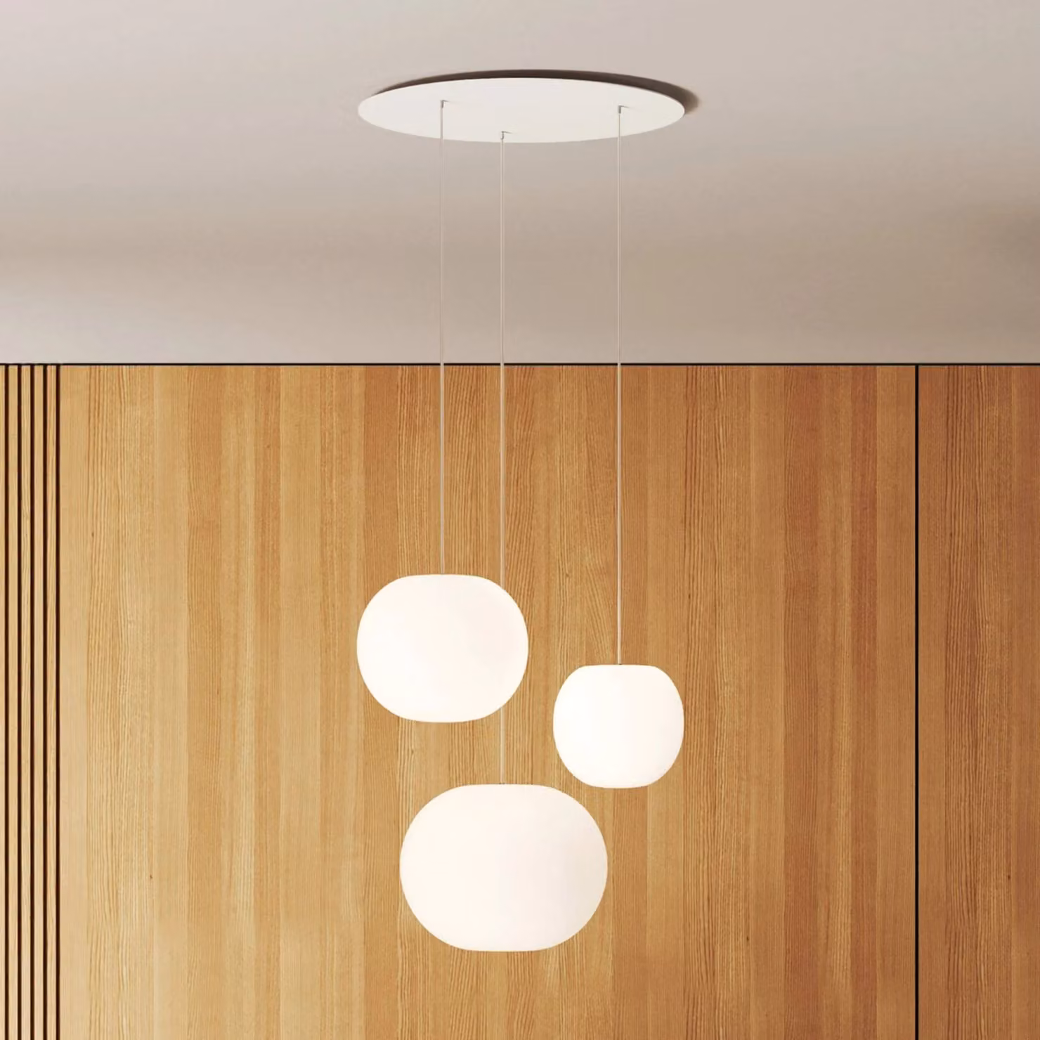 Casablanca Lampada a sospensione Acai, dimmerabile, Bianco / Opale, Soggiorno / Sala da pranzo, Vetro, Lampada a sospensione