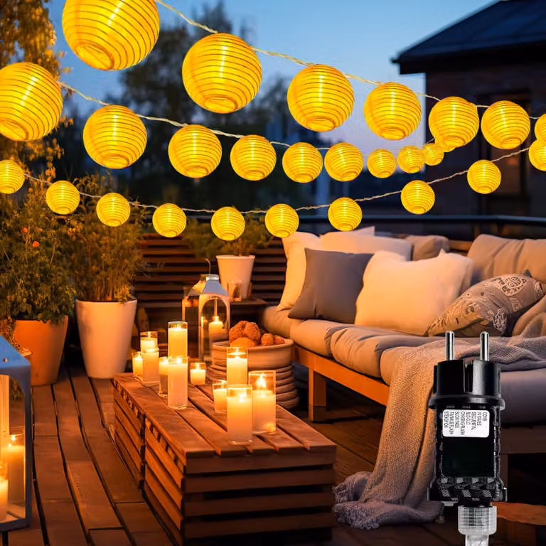 Catena luminosa a LED, lunghezza 10 metri, 25 LED, luce bianco caldo, resistente alle intemperie, con spina