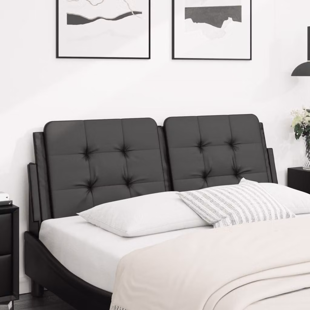 vidaXL Cuscino Testiera Zadar Nero in Similpelle, Larghezza: 140 cm