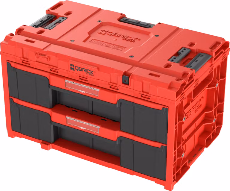 Qbrick System ONE Drawer 2 Toolbox 2.0 RED Ultra HD Cassetta degli attrezzi personalizzata 587 x 380 x 340 mm 29 L con due cassetti