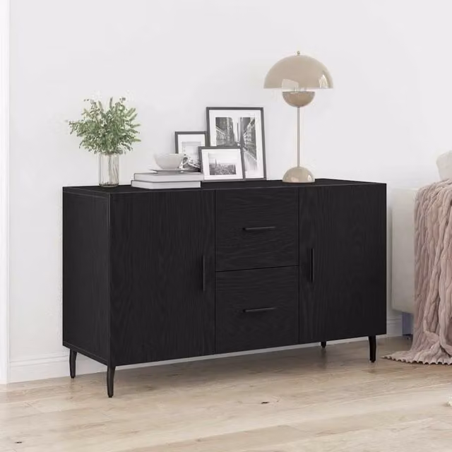 Credenza Buffet Moderna vidaXL in Rovere e Nero L/P/H: 100 x 36 x 60 cm