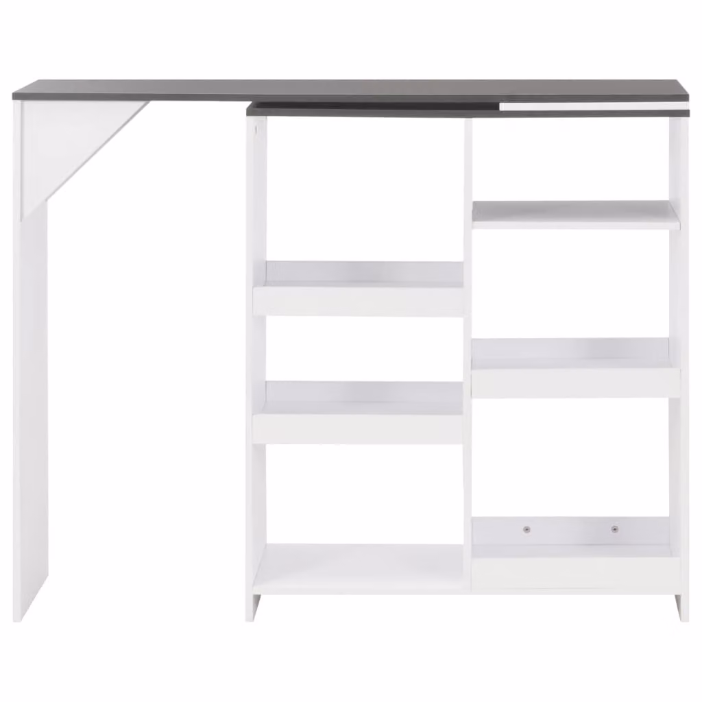 Tavolo da Bar con Scaffale Mobile Bianco 138x39x110 cm